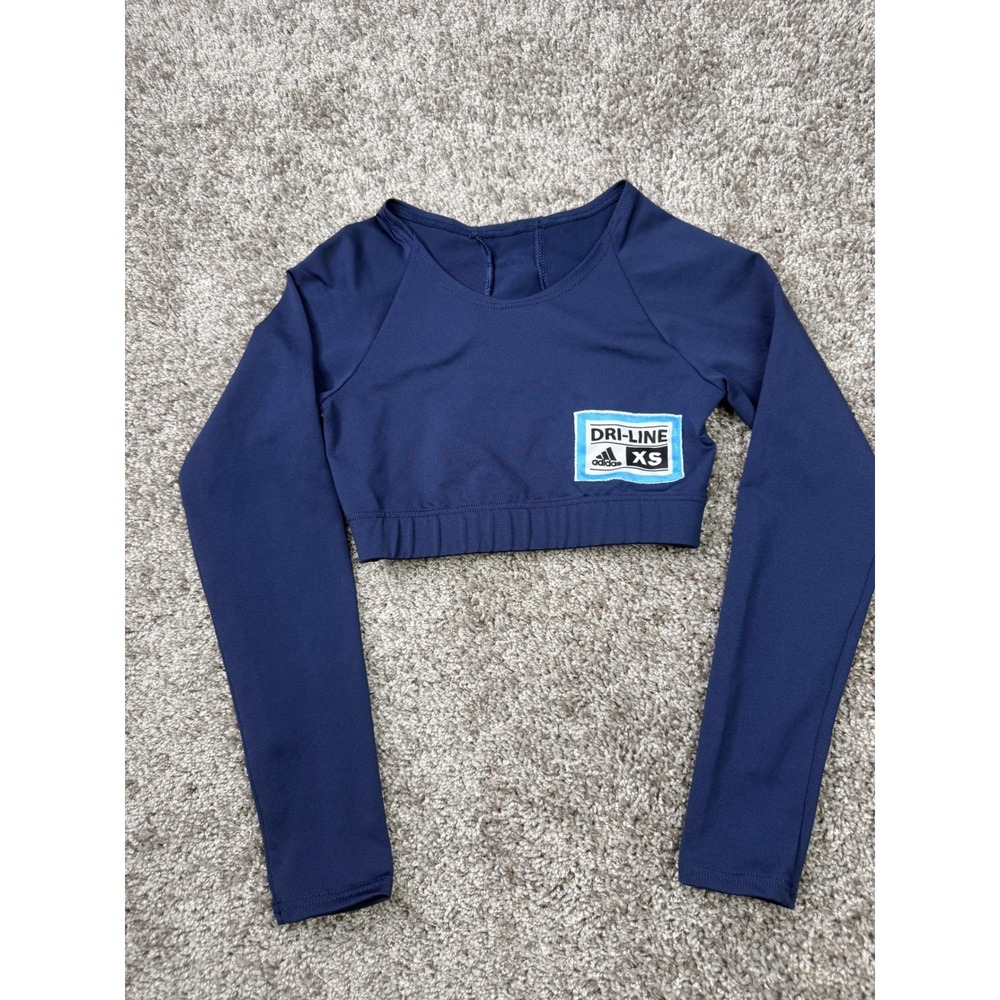 Adidas Dri-Line XS Navy Long Sleeve Cheerleading Crop Top